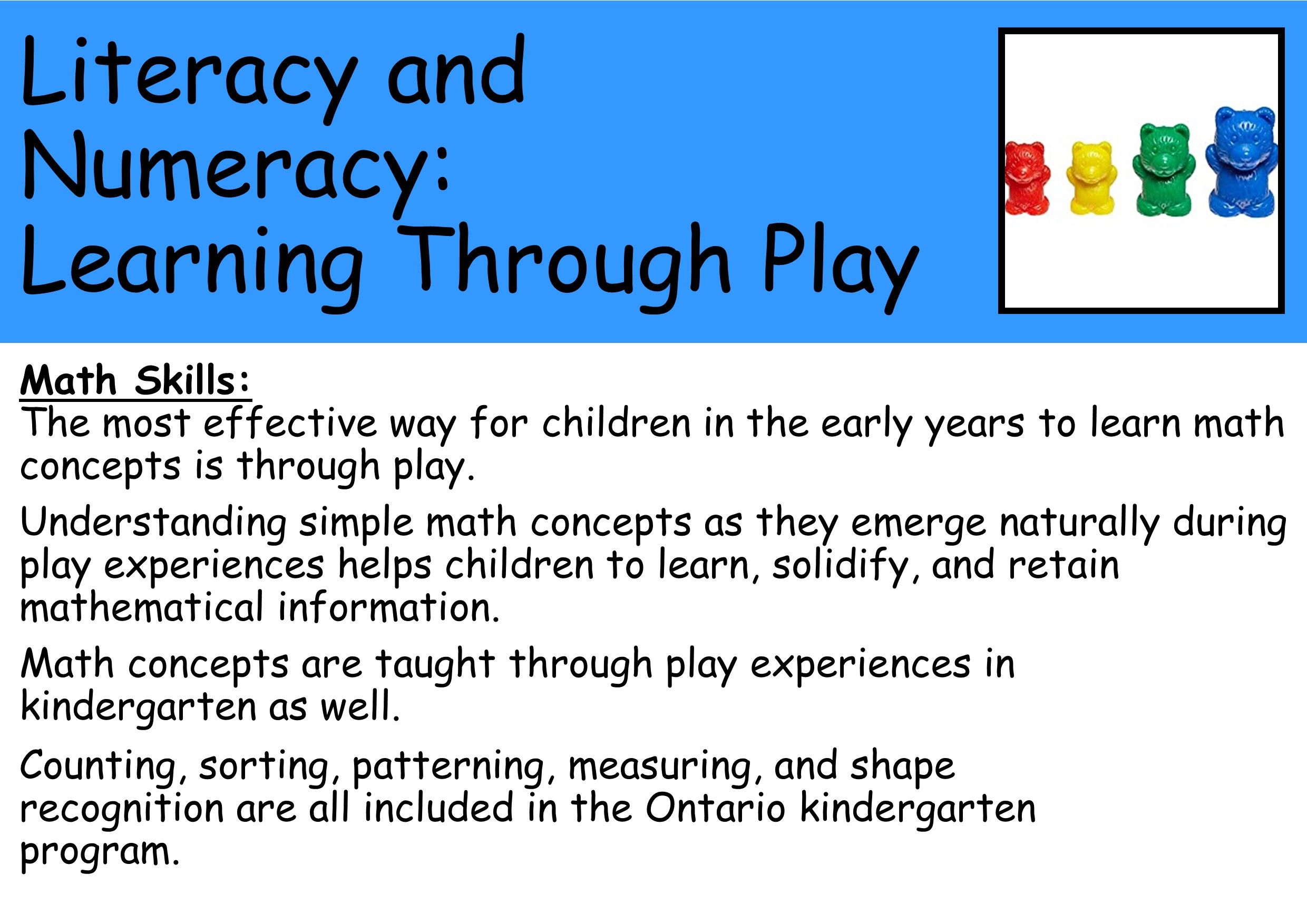 Literacy and numeracy: learning through play 