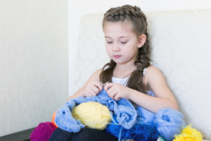 Girl knitting